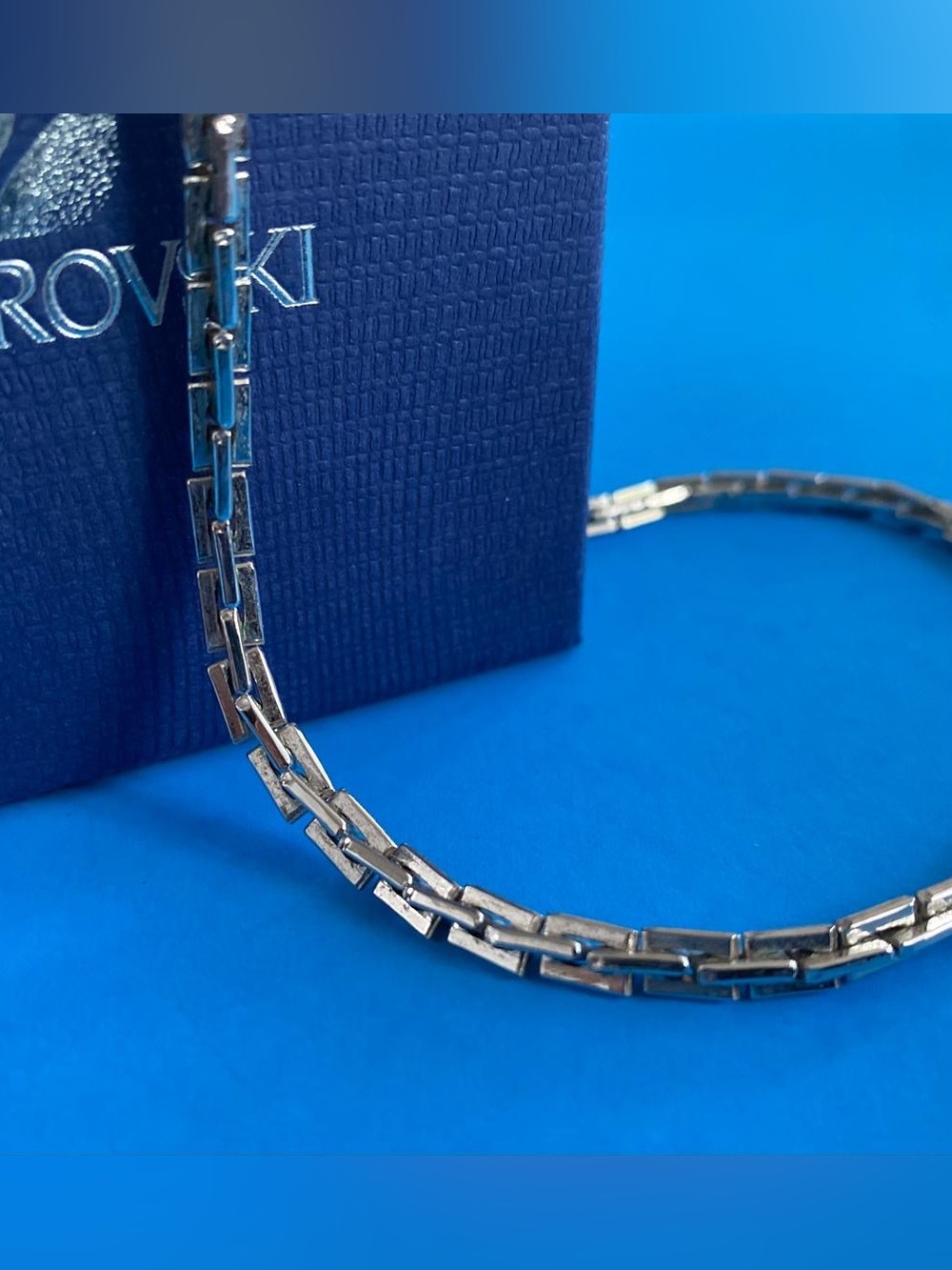 Swarovski Silver-Tone Men's Rectangular Link Chain Necklace